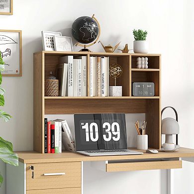 Costway Computer Desktop Bookcase Countertop Storage Bookshelf Organizer with 4 Cubbies