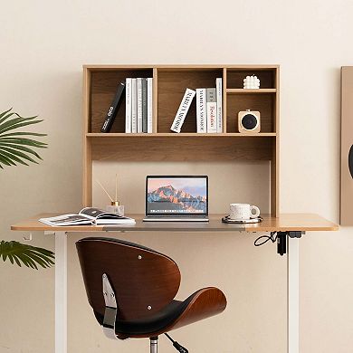 Costway Computer Desktop Bookcase Countertop Storage Bookshelf Organizer with 4 Cubbies
