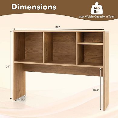 Costway Computer Desktop Bookcase Countertop Storage Bookshelf Organizer with 4 Cubbies