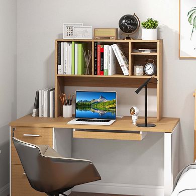 Costway Computer Desktop Bookcase Countertop Storage Bookshelf Organizer with 4 Cubbies