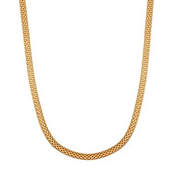 Everlasting Silver 18-Inch 18k Gold Over Silver Polished Solid Tulipano Chain Necklace