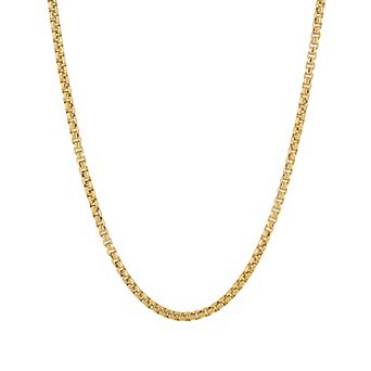 Everlasting Silver 22-Inch 18k Gold Over Silver Polished Solid Box Chain Necklace