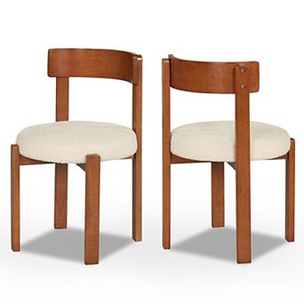 Costway Modern Dining Chairs Curved Backrest Teddy Fleece Upholstered Round Seat