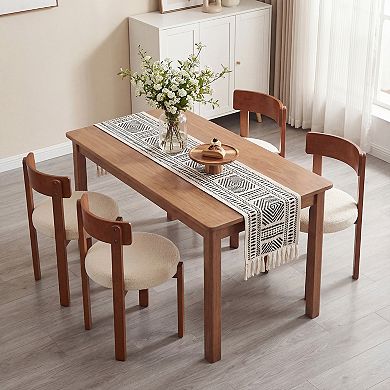 Costway Modern Dining Chairs Curved Backrest Teddy Fleece Upholstered Round Seat