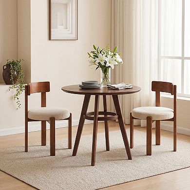 Costway Modern Dining Chairs Curved Backrest Teddy Fleece Upholstered Round Seat
