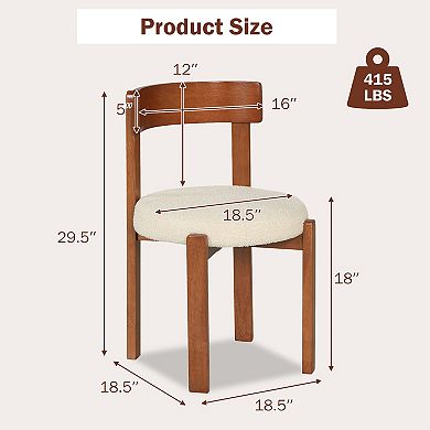 Costway Modern Dining Chairs Curved Backrest Teddy Fleece Upholstered Round Seat