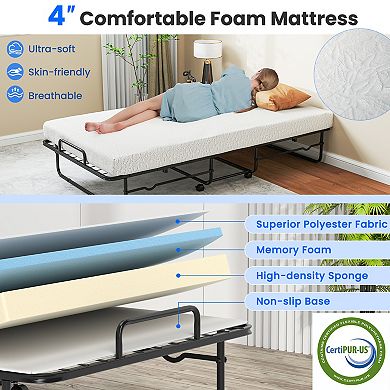 Costway Twin Size Folding Bed 38" x 75" Rollaway Guest Bed Portable Sleeper Bed