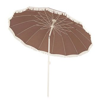 Costway Patio Umbrella with Fringe, Boho Tassel Umbrella for Outdoor Beach Garden Poolside