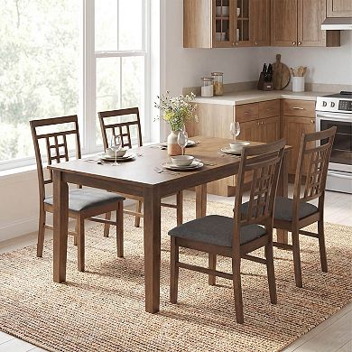 Costway Rubber Wood Dining Chairs Set Farmhouse Kitchen Chairs with Lattice Back
