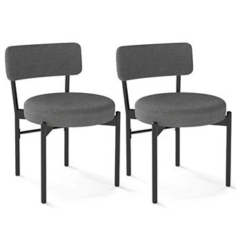 Costway Dining Chair Set of 2 with Curved Backrest Padded Seat & Metal Legs for Dining Room