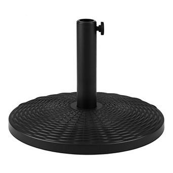 Costway Concrete Patio Umbrella Base, Heavy-duty Round Umbrella Stand with Rattan Pattern