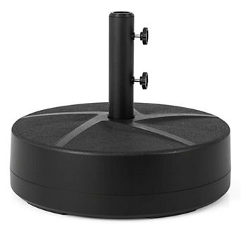 Costway Patio Round Umbrella Base with 2 Adjustable Knobs & 3 Adapters Outdoor for Poolside