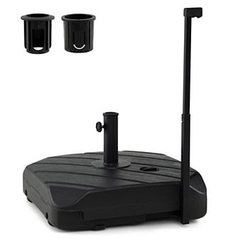 Costway Fillable Patio Umbrella Base with Wheels & Telescopic Pull Rod, Umbrella Stand