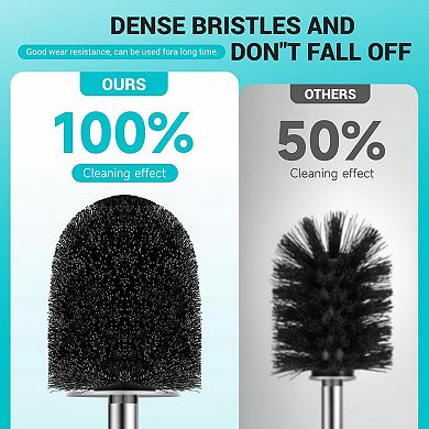 KAUFLY Compact Stainless Steel Toilet Brush Holder-Space-Saving Deep Cleaning with Nylon Bristles