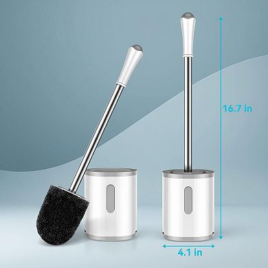 KAUFLY Compact Stainless Steel Toilet Brush Holder-Space-Saving Deep Cleaning with Nylon Bristles