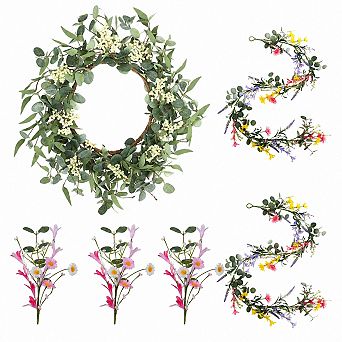 KAUFLY 20''Eucalyptus Wreath Front Door Porch Window All Seasons Decor Lifelike Durable
