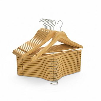 KAUFLY Wooden Coat Hangers Durable Slim 360 Rotatable Hook Shoulder Grooves
