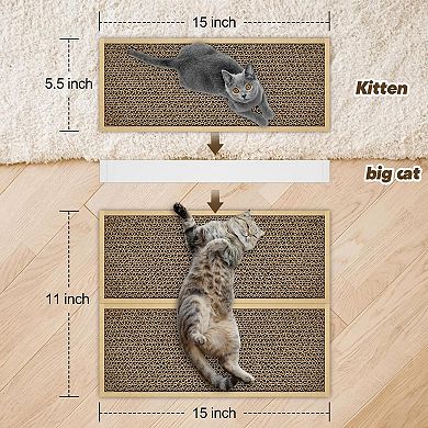 KAUFLY Double-Sided Splicing Cardboard Cat Scratch Pad,Durable Natural for Indoor Cats&Kittens