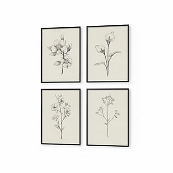 KAUFLY Vintage Botanical Floral Canvas Wall Art, Rustic Farmhouse Ready to Hang