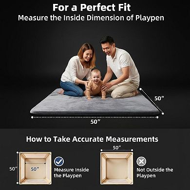 KAUFLY Thick Foam Play Mat 50x50 Ultra Soft Non-slip for Playpen