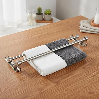 Stainless Steel Adjustable Towel Bar 16-28in Telescopic for Bathroom Kitchen