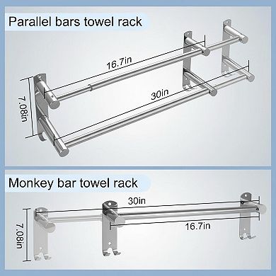 Stainless Steel Adjustable Towel Bar 16-28in Telescopic for Bathroom Kitchen