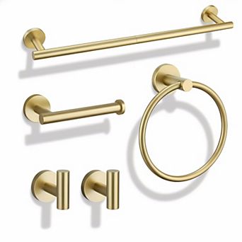 5 pc Bathroom Hardware Set SUS304 Stainless Steel Brushed Towel Bar Toilet Paper Holder Towel