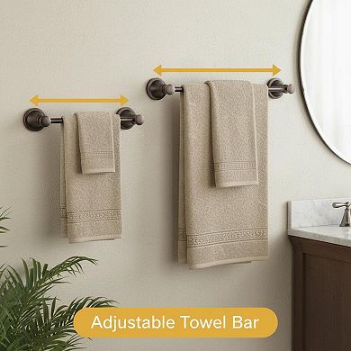 Adjustable Oil Rubbed Bronze 16-26 Inch Bath Towel Bar Wall Mounted Stainless Steel Rustproof