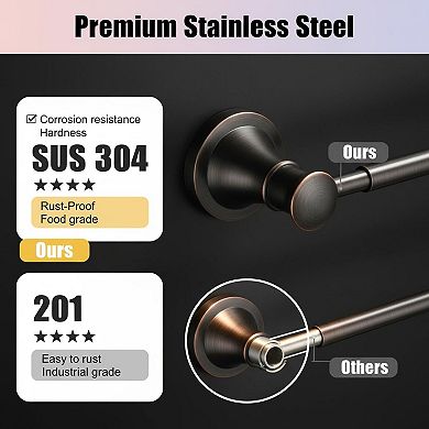 Adjustable Oil Rubbed Bronze 16-26 Inch Bath Towel Bar Wall Mounted Stainless Steel Rustproof