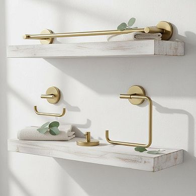 Champagne Bronze Hand Towel Holder Square Ring Wall Mounted Bathroom Kitchen