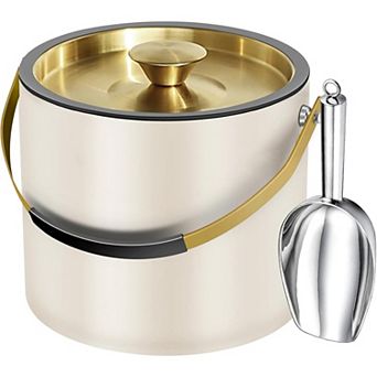 Modern Insulated Ice Bucket 3.2L with Silicone Lid Scoop Strainer