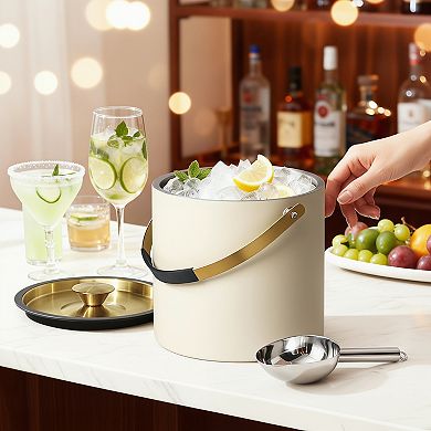 Modern Insulated Ice Bucket 3.2L with Silicone Lid Scoop Strainer