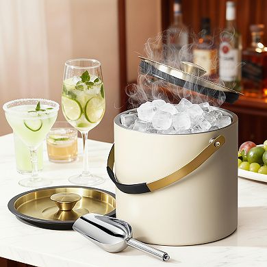 Modern Insulated Ice Bucket 3.2L with Silicone Lid Scoop Strainer
