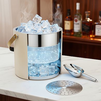 Modern Insulated Ice Bucket 3.2L with Silicone Lid Scoop Strainer