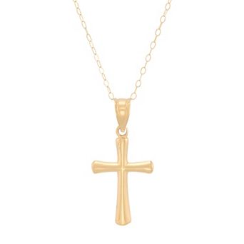 Everlasting Gold 10k Gold Polished Cross Pendant Necklace