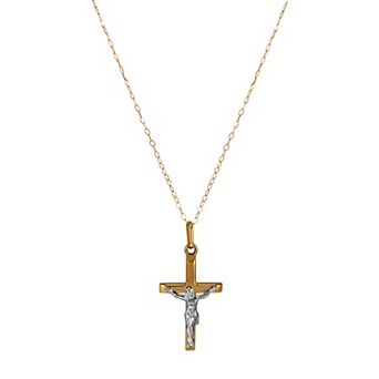 Everlasting Gold 10k Gold Polished Crucifix Pendant Necklace