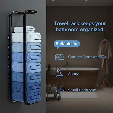 Wall Mounted Towel Rack Holder Large Storage Multifunctional Bathroom Organizer