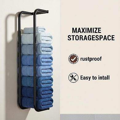 Wall Mounted Towel Rack Holder Large Storage Multifunctional Bathroom Organizer