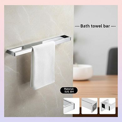4-Piece Bathroom Hardware Set Polished Chrome Stainless Steel Wall Mounted Towel Bar Kit