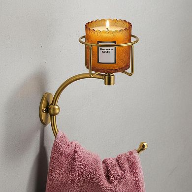 Rustic Wall Mount Hand Towel Holder with Candle Decor 2in1 Sturdy Rustproof
