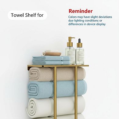Wall Mounted Towel Rack Metal Shelf 3 Hooks Bathroom Storage