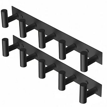 Wall Mounted Coat Rack 5 T Shaped Hooks Stainless Steel Heavy Duty for Bathroom Kitchen Entryway