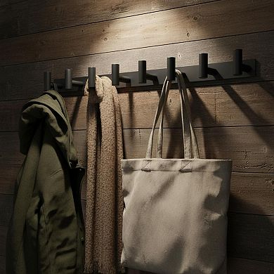 Wall Mounted Coat Rack 5 T Shaped Hooks Stainless Steel Heavy Duty for Bathroom Kitchen Entryway