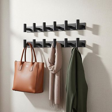 Wall Mounted Coat Rack 5 T Shaped Hooks Stainless Steel Heavy Duty for Bathroom Kitchen Entryway