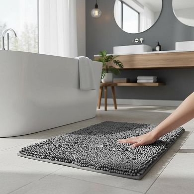 Thick Soft Chenille Bath Rug Absorbent Quick Dry Rubber Backing Washable