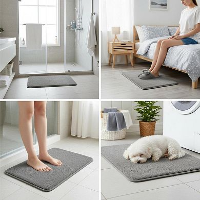 Memory Foam Bath Mat Non Slip Absorbent Quick Dry Cozy Bathroom Rug