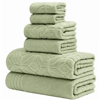 6 pc Combed Cotton Towel Set 600 GSM Absorbent Plush