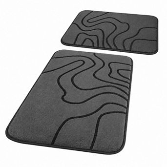 Memory Foam Bathroom Rugs 2 pc Set 1" Thick Ultra Soft Absorbent Non Slip Machine Washable