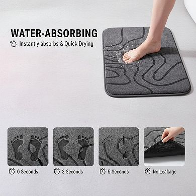 Memory Foam Bathroom Rugs 2 Piece Set 1" Thick Ultra Soft Absorbent Non Slip Machine Washable