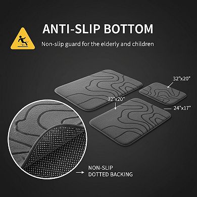 Memory Foam Bathroom Rugs 2 Piece Set 1" Thick Ultra Soft Absorbent Non Slip Machine Washable